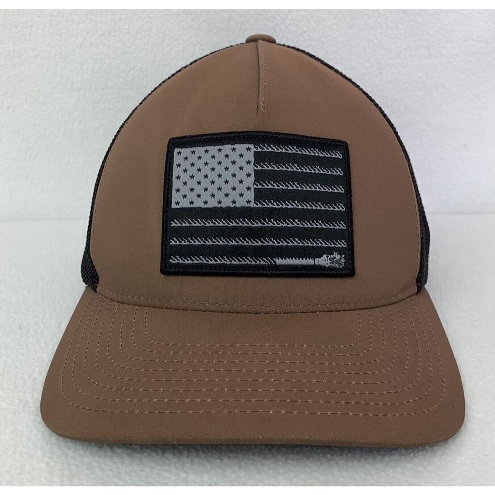 Hooey Men's Liberty Roper Black Brown Trucker Mesh Hat Flexfit Size S/M